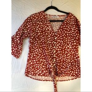 Burnt orange button down blouse